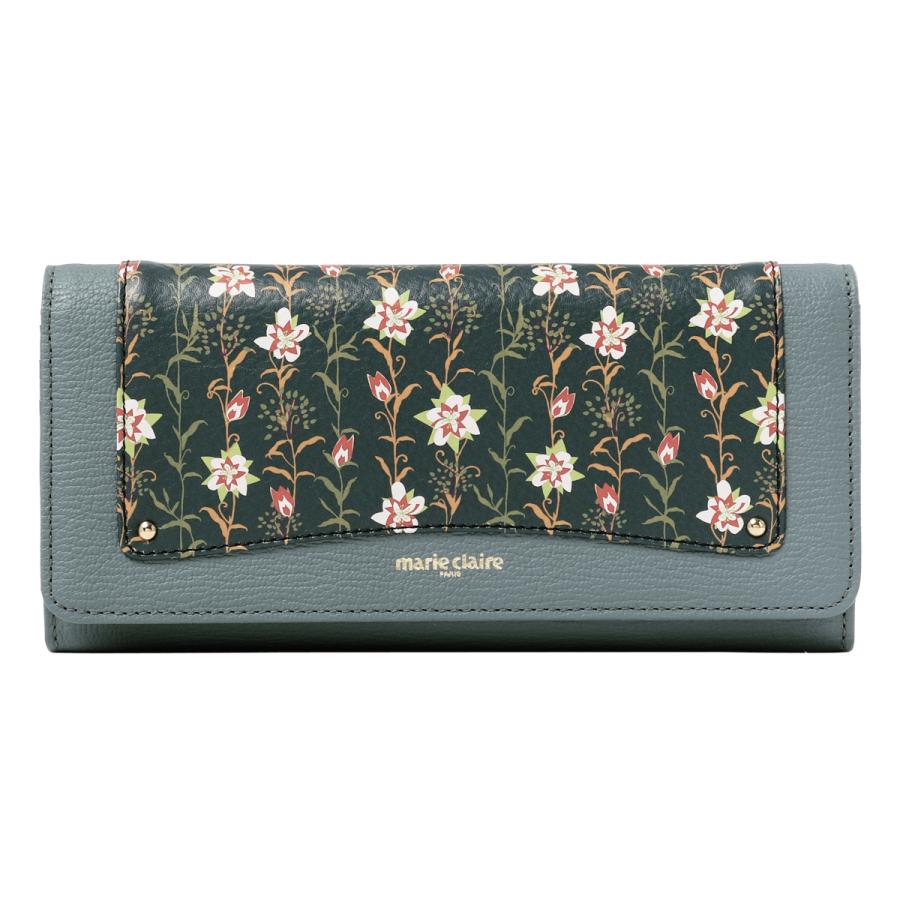 新品未使用　marie claire 牛革　花柄長財布 Marie Claire マリクレール 長財布 かぶせ フラワリー