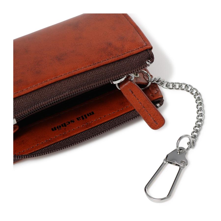 【未使用レア品】D&G ブラウン レザー ケース・小銭入れ mila schon ミラショーン 小銭入れ L字ファスナー 本革 シャドウ