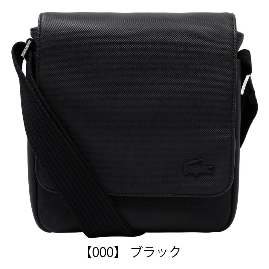 LACOSTE ブラック ボディバッグ　レザー　ブラック　ショルダーバック LACOSTE ラコステ バッグ クラシック ショルダーバッグ 鹿の子