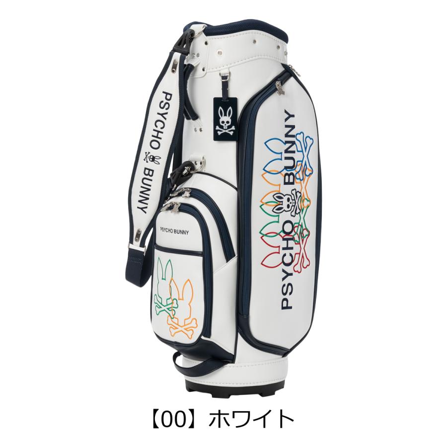 【新品未使用】Psycho Bunny キャディバッグ ホワイト Psycho Bunny（サイコバニー） ゴルフ キャディバッグ 9.0型 5分割 約