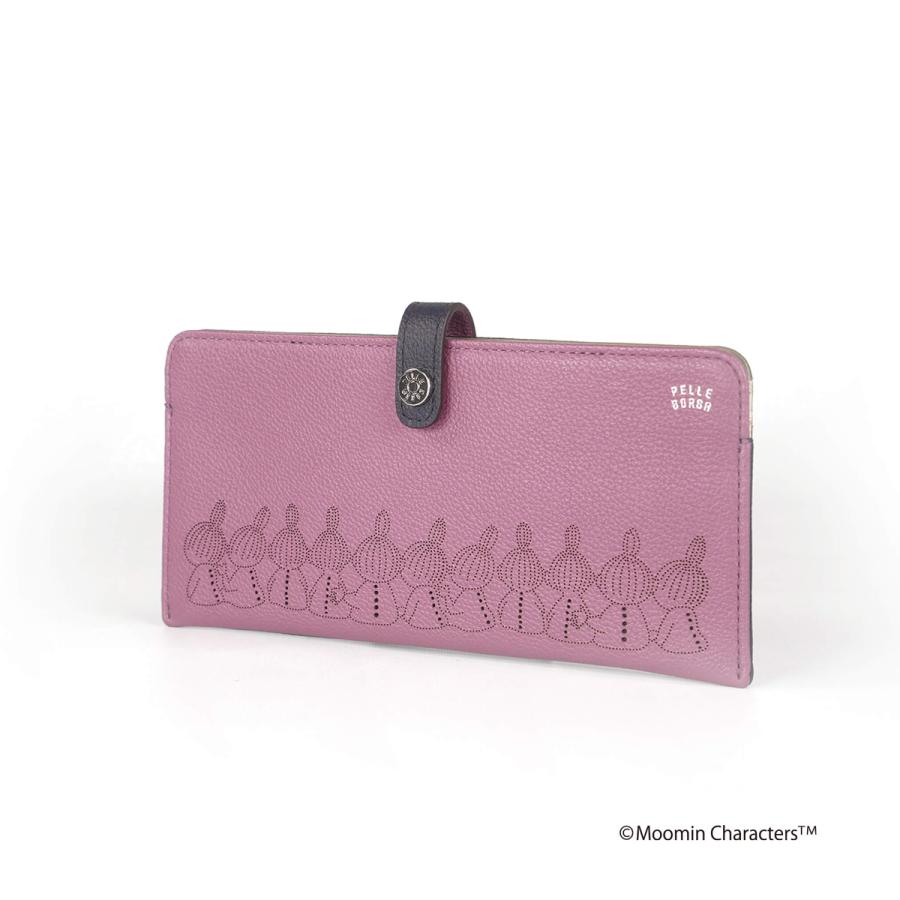 PELLE BORSA(ペレボルサ) 長財布美品  - トープ L字ファスナー/ムーミンコラボ レザー ムーミン×ペレボルサ「スナフキン」 PELLE BORSA L字ファスナー長財布