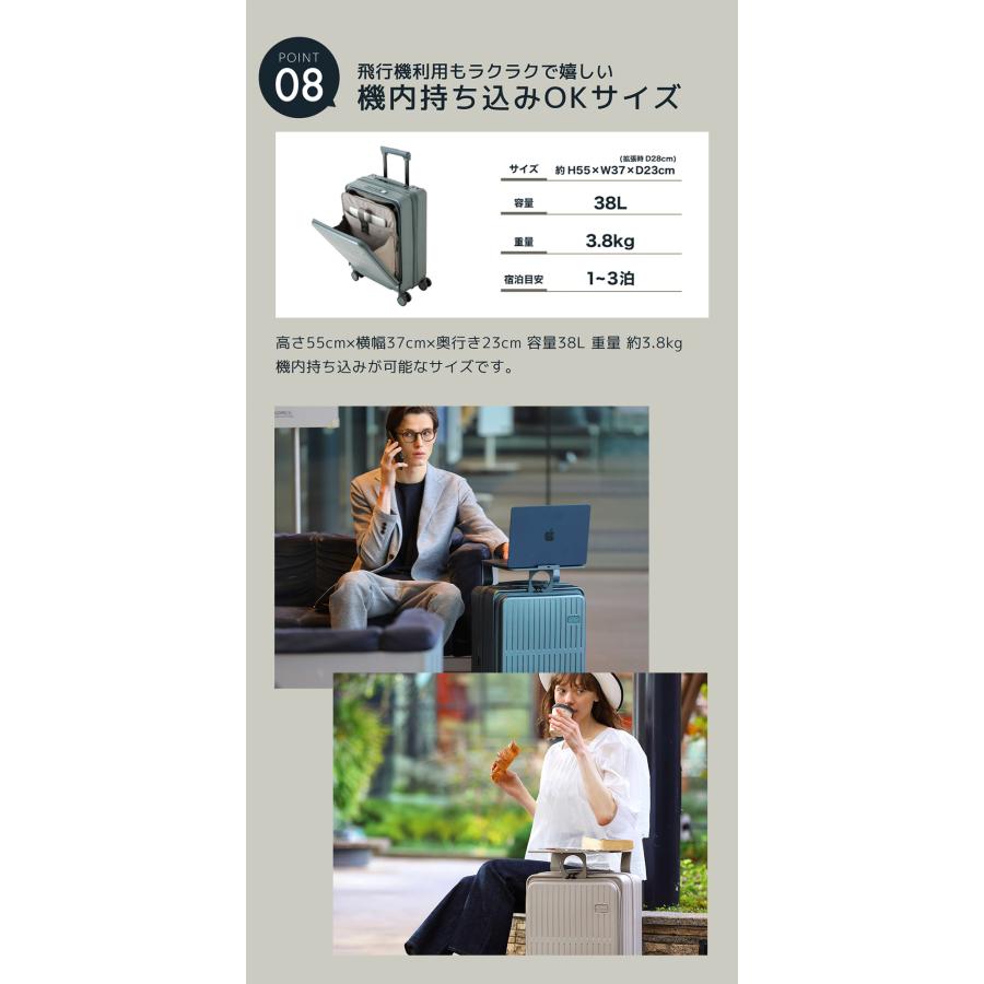 スマートピープル スーツケース 機内 テーブル 38(45)L 48cm 3.8kg