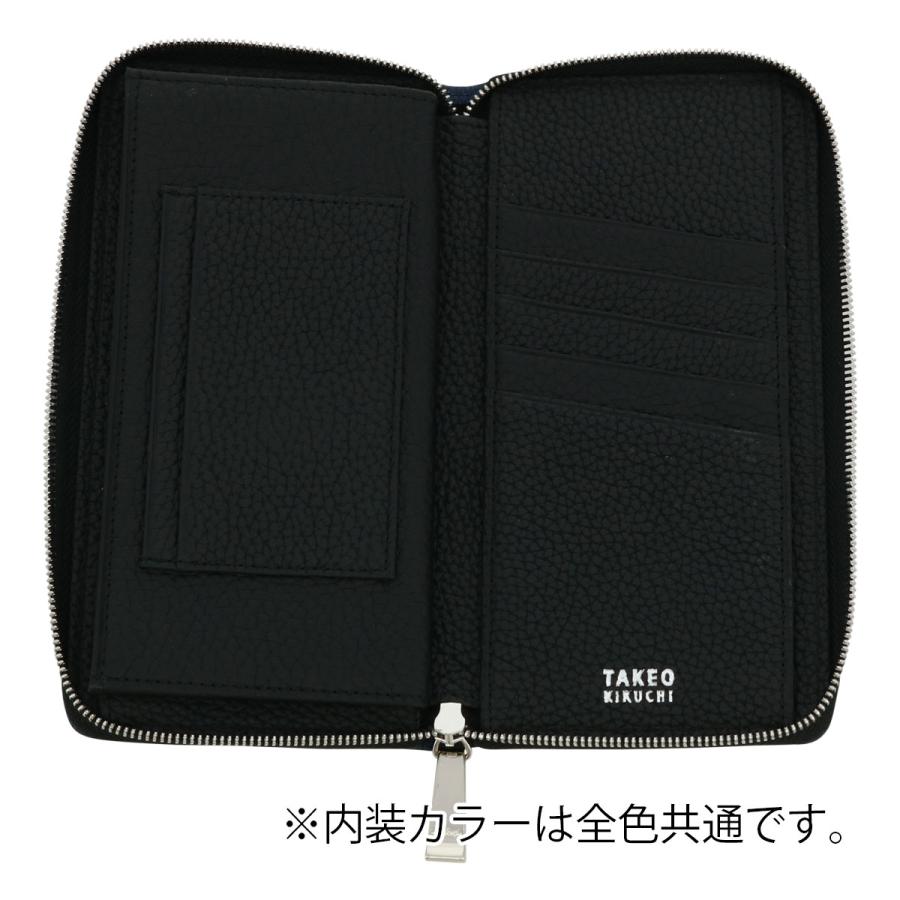 TAKEO KIKUCHI（タケオキクチ） 長財布 ラウンドファスナー 本革 薄型