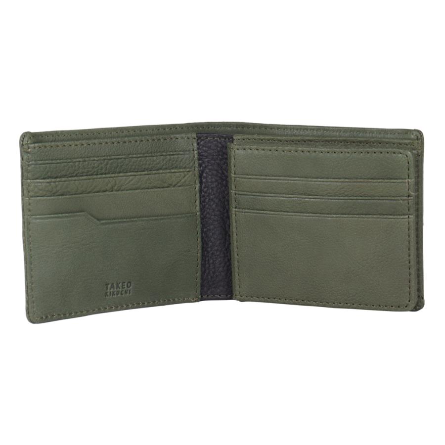 【新品未使用】タケオキクチ グラスゴー 二つ折り財布 ☆カーキグリーン☆ タケオキクチお洒落なカーキ国産牛革二つ折り財布グラスゴー