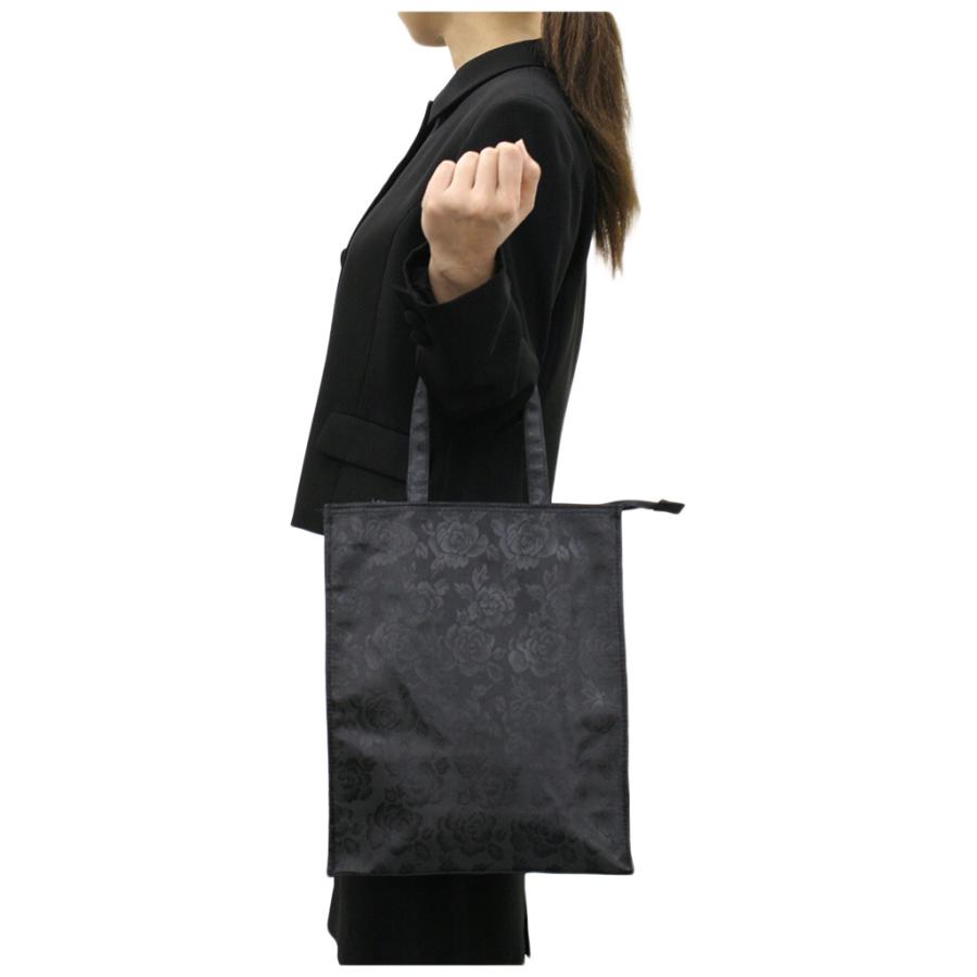 ポーチ付 ジャガード薔薇柄 フォーマルサブバッグ 2点セット 5M33