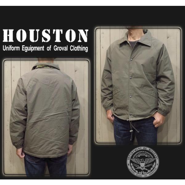 HOUSTON ヒューストン 刺繍コーチジャケット アーミー HOUSTON（ヒューストン） ヒューストン「無地×迷彩リバーシブル