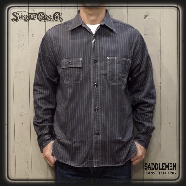 SUGAR CANE シュガーケーン「8.5oz. BLACK WABASH STRIPE」ワーク