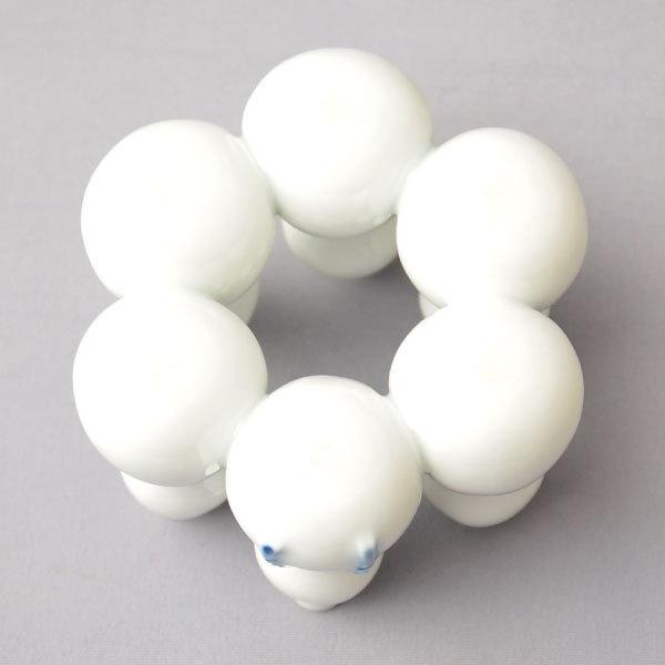 T796 蓋置 『平戸白磁 六瓢』『横石喜助 造』 共箱 茶道具 蓋置