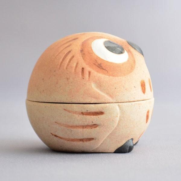 香合 茶道具 水谷蜻山 作 ふくろう香合 : 茶道具専門店 (有)菊池商店