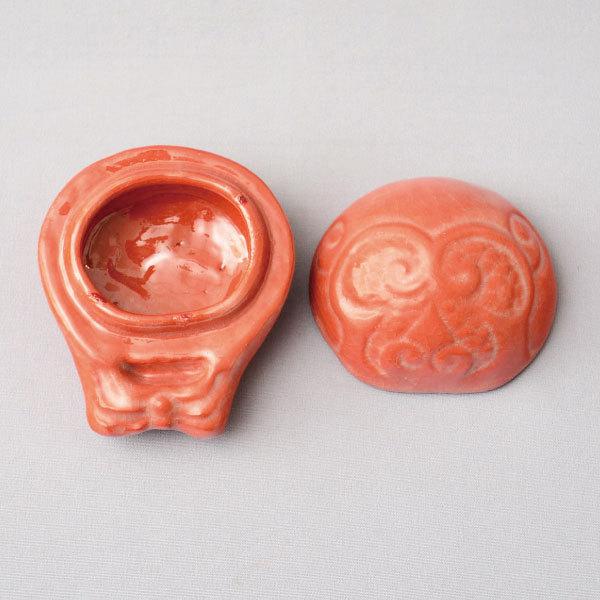 香合 茶道具 七代 川嵜和楽(川崎和楽) 作 赤楽木魚香合 : 茶道具専門店