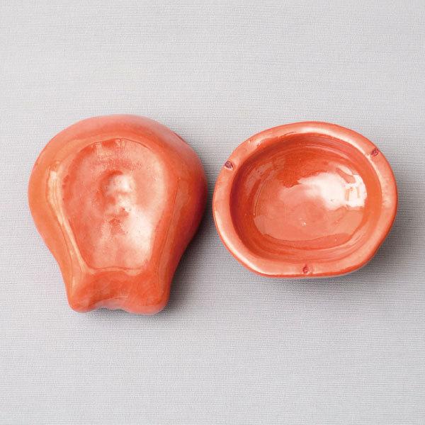 香合 茶道具 七代 川嵜和楽(川崎和楽) 作 赤楽木魚香合 : 茶道具専門店