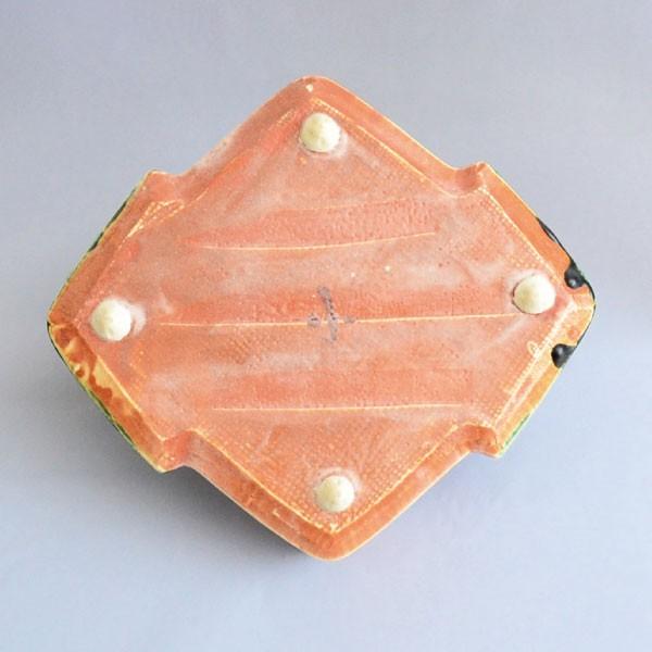 菓子鉢 茶道具 桑原小三郎 作 鳴海織部 松皮菱手付鉢 : 茶道具専門店