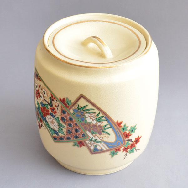 水指 茶道具 加藤昌山 作 仁清扇面草花水指 : 茶道具専門店 (有)菊池