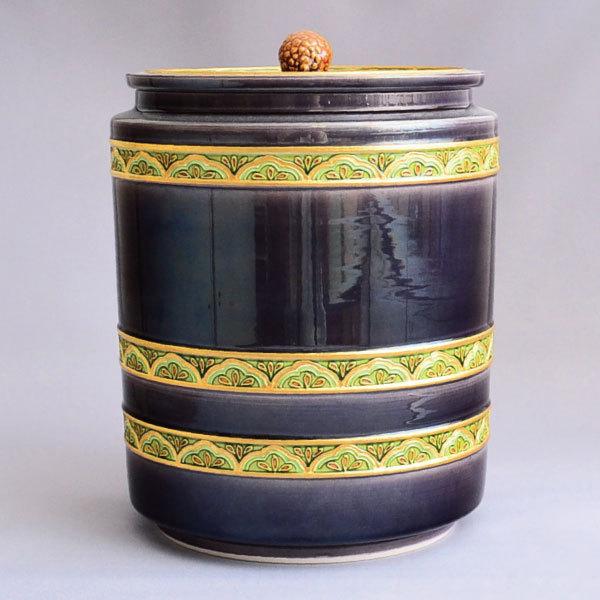 水指 茶道具 山本一如 作 紫交趾松つなぎ紋水指 : 茶道具専門店 (有