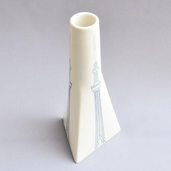 東京スカイツリー(R) 花入 白磁に染付 オフィシャルグッズ : 茶道具