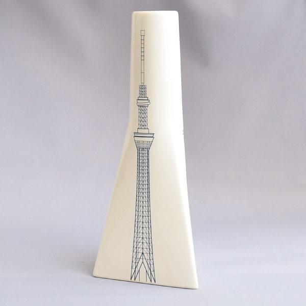 東京スカイツリー(R) 花入 白磁に染付 オフィシャルグッズ : 茶道具