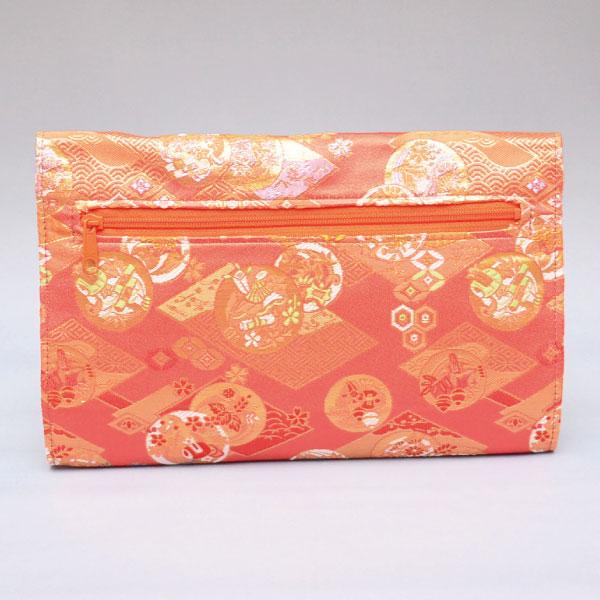 数寄屋袋 茶道具 はんなりバッグ(正絹) 朱地七宝花丸紋 背面ファスナー