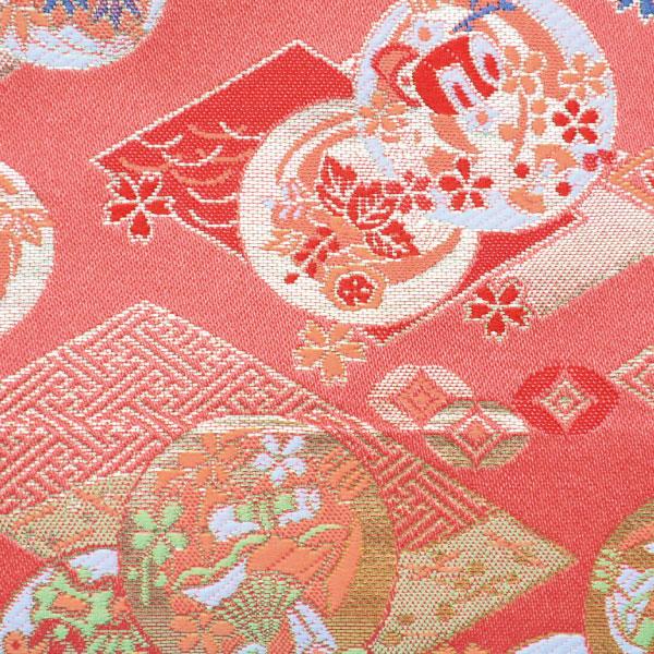 数寄屋袋 茶道具 はんなりバッグ(正絹) 朱地七宝花丸紋 背面ファスナー