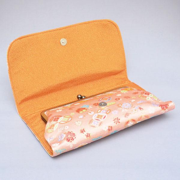 数寄屋袋 茶道具 はんなりバッグ(正絹) 桃地七宝花柄宝尽し 背面