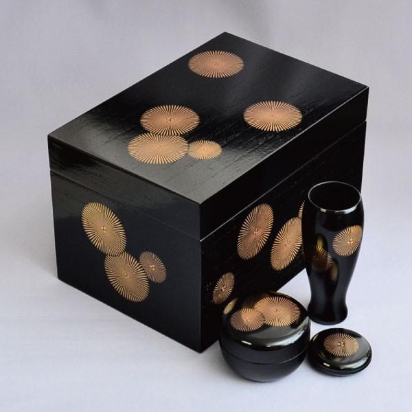 茶箱 茶道具 黒掻合塗 唐松蒔絵 茶箱(三点セット付) : 茶道具専門店