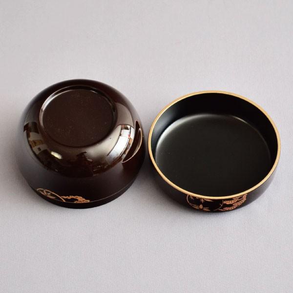 茶箱用棗 茶道具 P.C.製 茶箱用 溜塗花丸蒔絵棗 三点セット : 茶道具