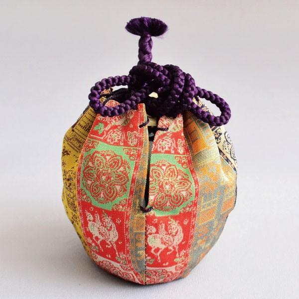 茶道具】大海茶入仕覆紅牙瑞錦茶入龍村裂 長緒☆美品☆