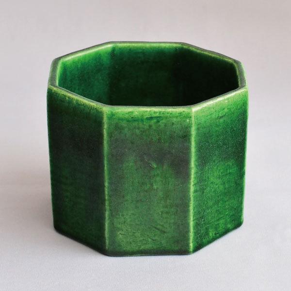 火入 茶道具 吉村楽入 作 青楽八角火入 : 茶道具専門店 (有)菊池商店