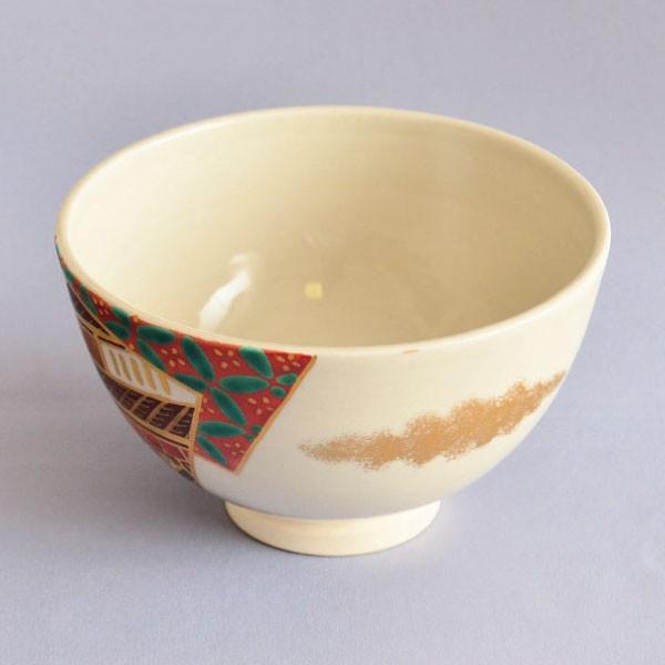 茶碗 茶道具 陽炎園 岩崎新定 作 膳所焼 色絵 京の町茶碗 茶碗 茶道具 陽炎園 岩崎新定 作 膳所焼 色絵 京の町茶碗