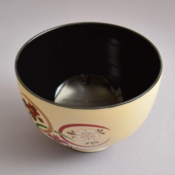茶碗 茶道具 加藤藤山 作 仁清中黒 花紋茶碗 : 茶道具専門店 (有)菊池