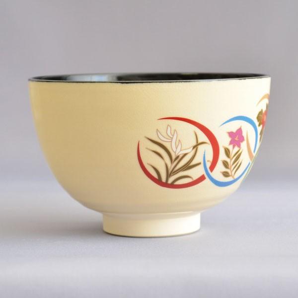 茶碗 茶道具 加藤藤山 作 仁清中黒 花紋茶碗 : 茶道具専門店 (有)菊池