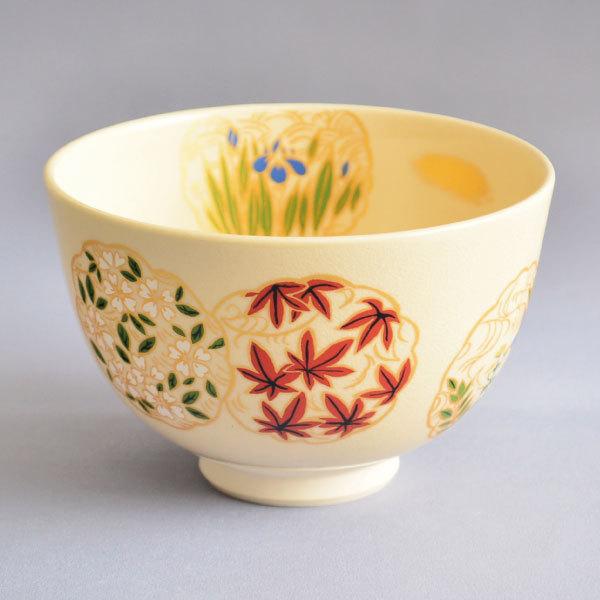 茶碗　茶道具　栄山 作　色絵 花丸茶碗 | 