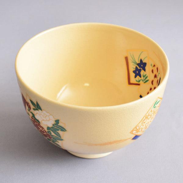茶碗 茶道具 栄山 作 色絵 色紙茶碗 : 茶道具専門店 (有)菊池商店