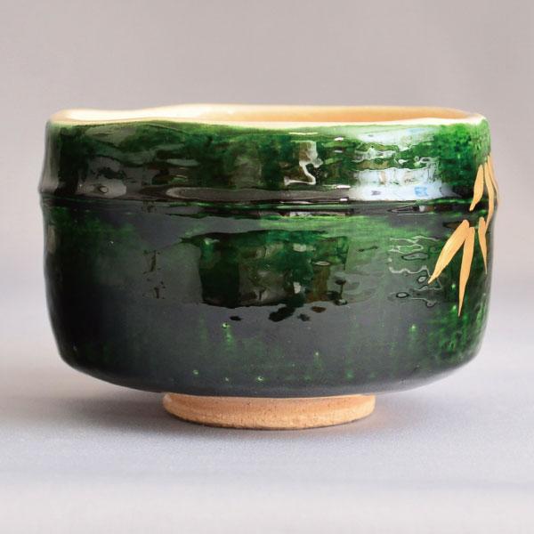 茶道具 茶碗 大野桂山 作 青楽竹茶碗(内 香炉釉) : 茶道具専門店 (有