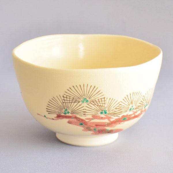 茶碗 茶道具 小栗靖芳 作 金彩色絵松鶴 茶碗 : 茶道具専門店 (有)菊池