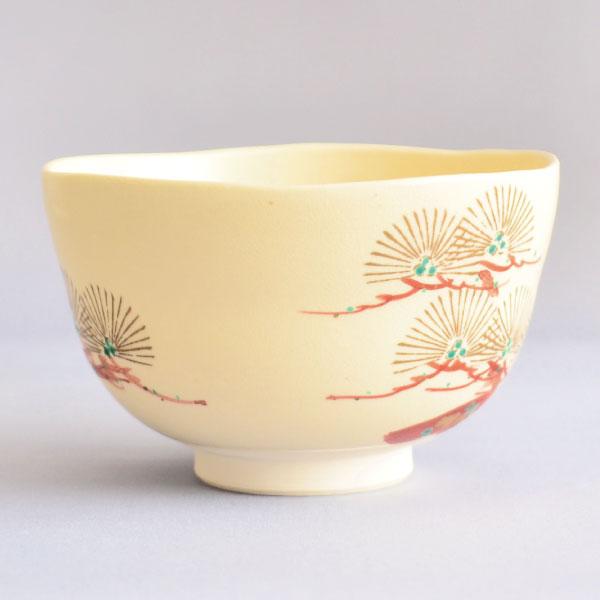 茶碗 茶道具 小栗靖芳 作 金彩色絵松鶴 茶碗 : 茶道具専門店 (有)菊池