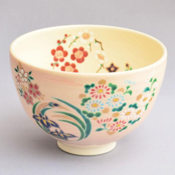 茶碗 茶道具 巌窯 京焼 桃色釉 四季花丸絵茶碗 : 茶道具専門店 (有