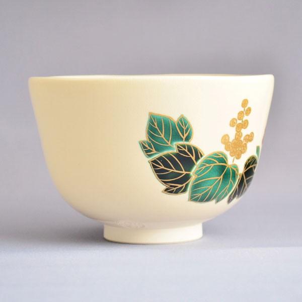 茶碗 茶道具 相模竜泉 作 色絵梓に浜梨画茶碗 : 茶道具専門店 (有)菊池