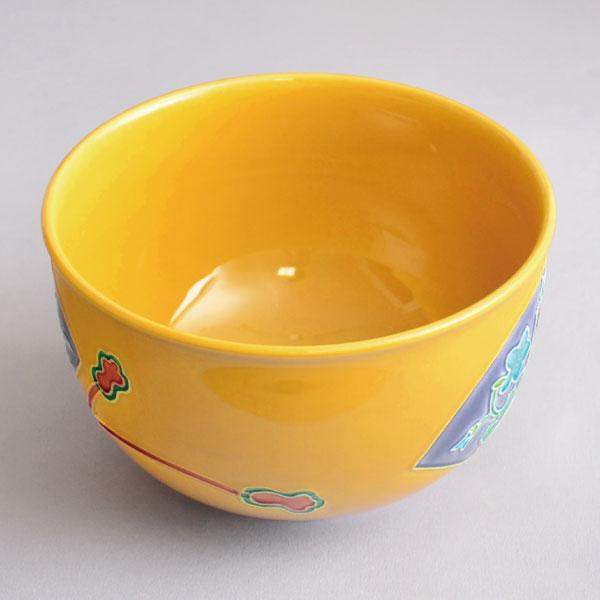 茶碗 茶道具 中村翠嵐 作 古代黄交趾 地紙春野絵茶碗 : 茶道具 茶碗 茶道具 中村翠嵐 作 古代黄交趾 地紙春野絵茶碗 : 茶道具