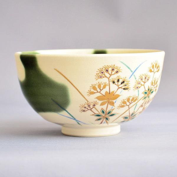 茶碗 茶道具 大石督幸 作 藤袴絵茶碗 : 茶道具専門店 (有)菊池商店