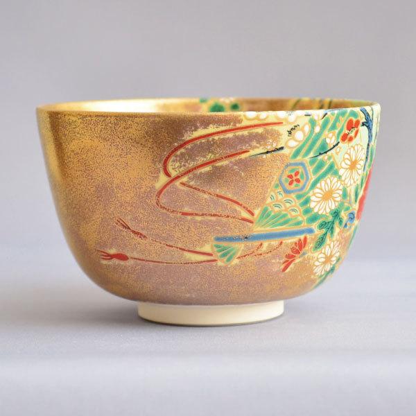 茶碗 茶道具 加藤良峰 作 金砂子 緋扇茶碗 : 茶道具専門店 (有)菊池