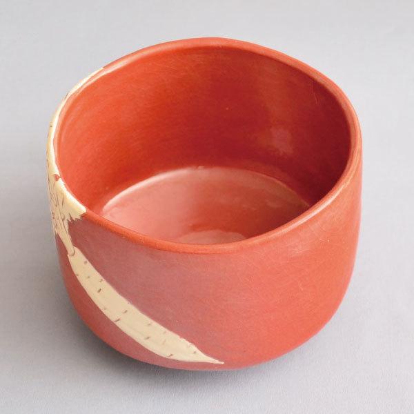 茶道具 茶碗 川嵜和楽 作 赤楽大根の絵茶碗 : 茶道具専門店 (有)菊池