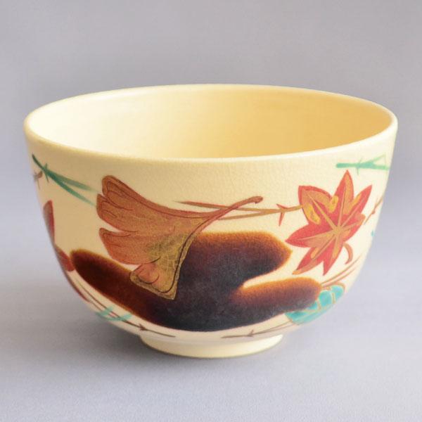 城岳　茶碗 茶碗 茶道具 橋本城岳作 色絵 吹寄せ 茶碗 : 茶道具専門店 (有)菊池