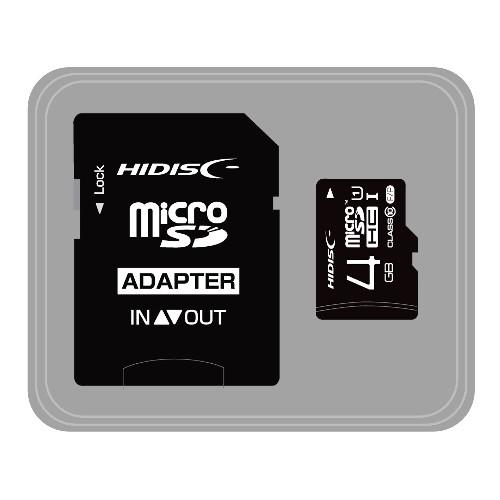 ネコポス便配送 海外輸入 送料無料 HIDISC microSDHCカード 4GB HDMCSDH4GCL10UIJP3 超可爱 ケース付き SD変換アダプタ CLASS10 UHS-1対応