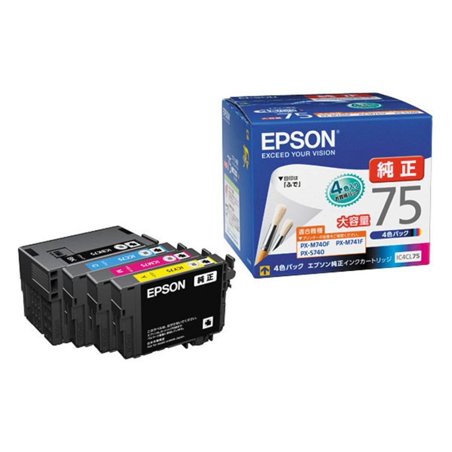 売上倍増 エプソン(EPSON) 純正インクカートリッジ IC4CL75 4色パック (目印:ふで)