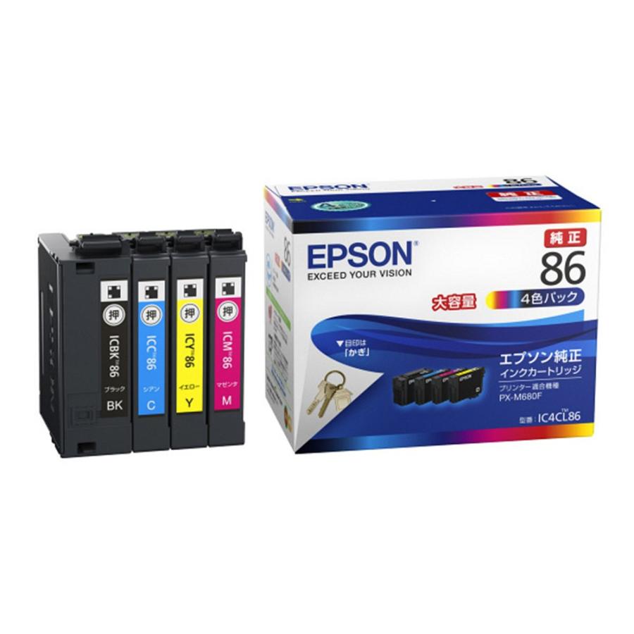 エプソン(EPSON) 純正インクカートリッジ IC4CL86 4色パック 大容量 (目印:かぎ)