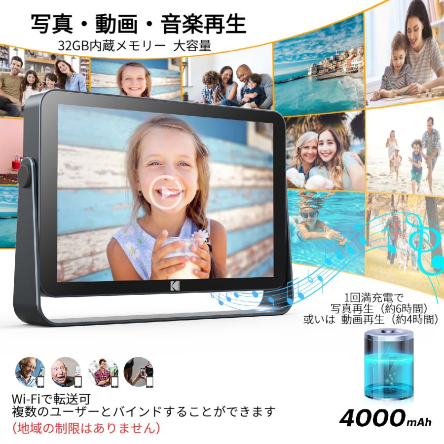 【未使用】KODAK RWF-109 デジタルフォトフレーム 10インチ KODAK デジタルフォトフレーム Wi-Fi 10.1インチ RWF-109 グレー