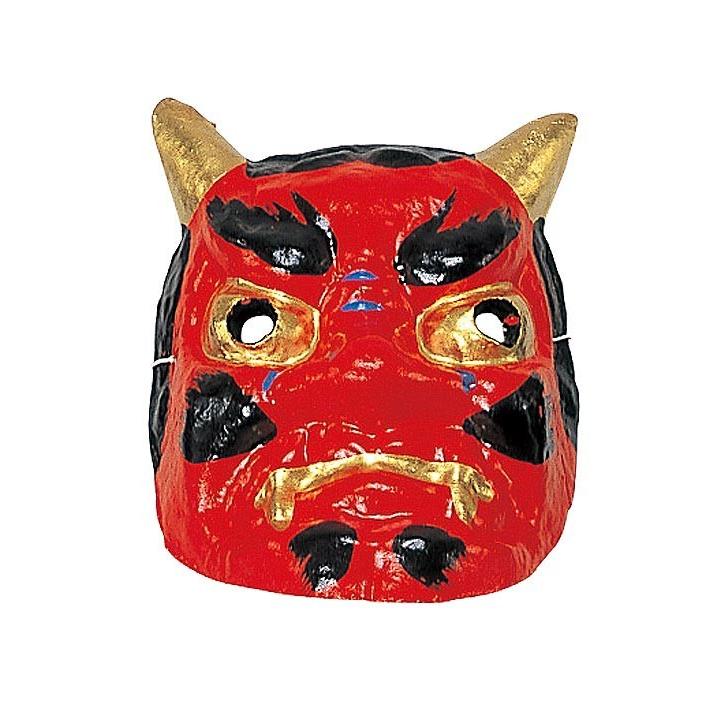 鬼面・赤｜和 縁起物 日本 風物・祭り・縁日・伝統工芸品 和装 仮装