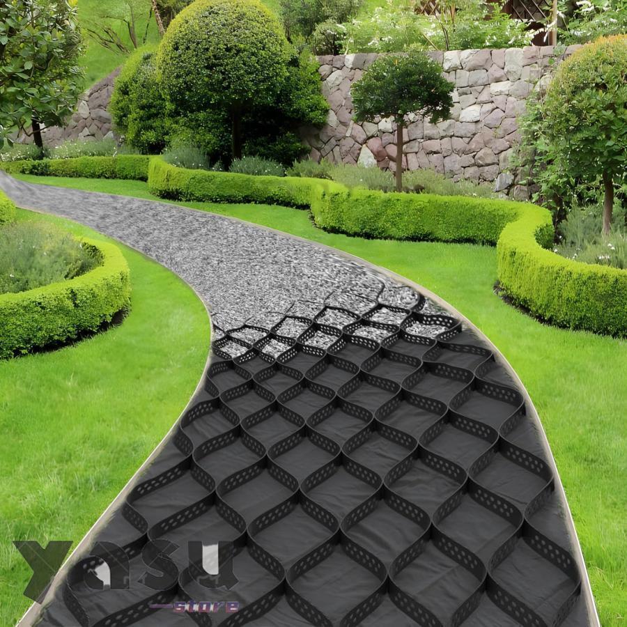 砂利保護材マット10平方メートル、高さ5cm砂利ぴたマット、砂利飛散