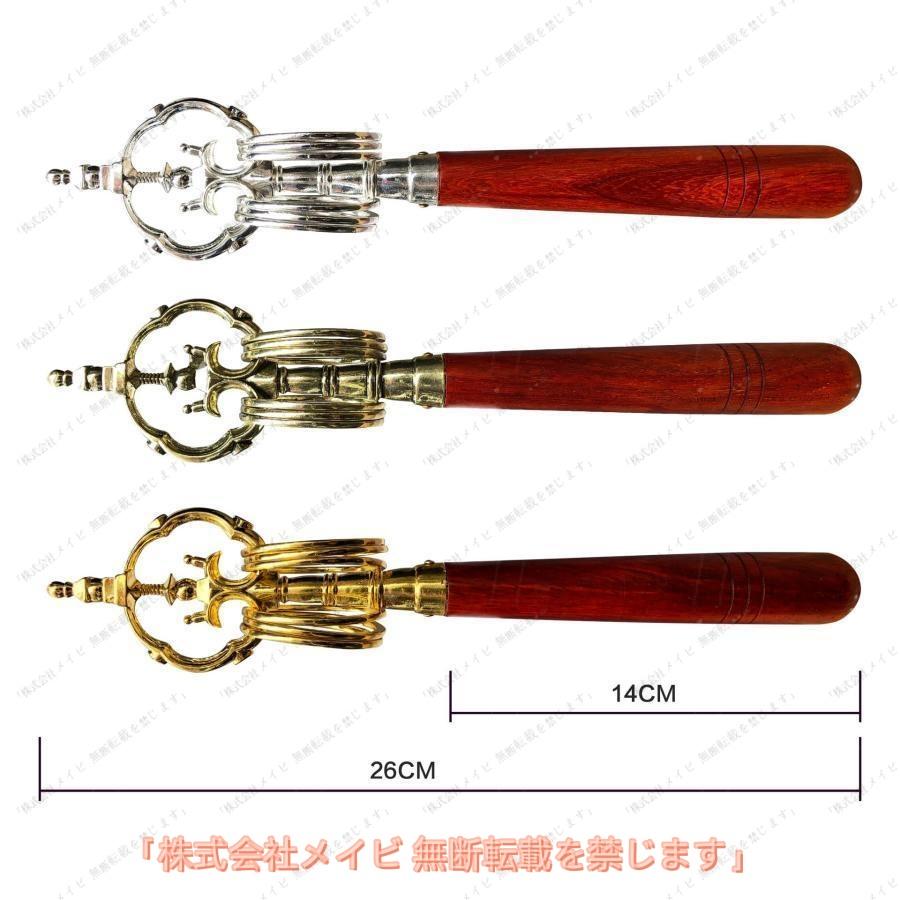 密教法具 錫杖しゃくじょう禅杖無垢材ハンドル合金法杖 金銀銅法杖仏具