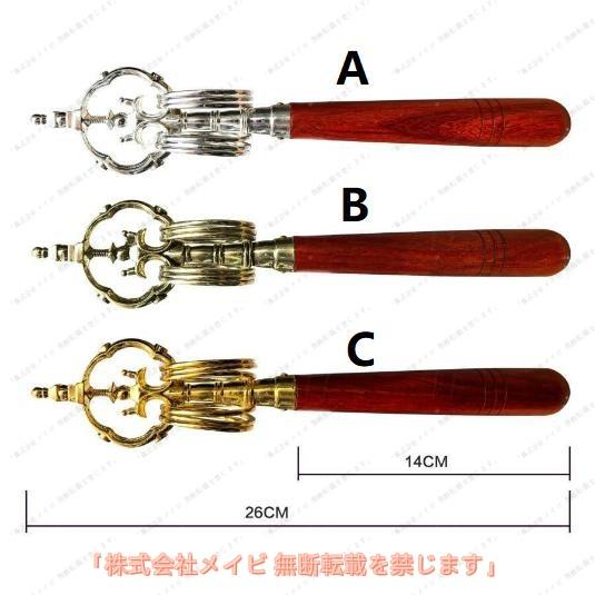 密教法具 錫杖しゃくじょう禅杖無垢材ハンドル合金法杖 金銀銅法杖仏具